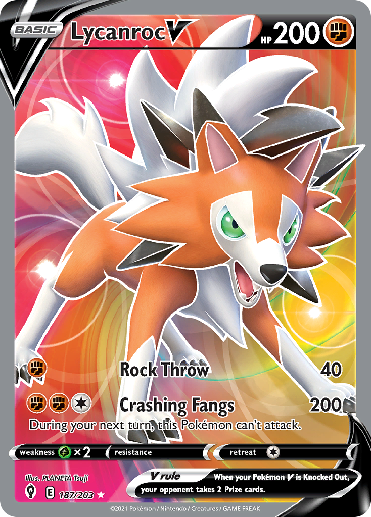 Lycanroc V 187/203 Evolving Skies English Pokemon card