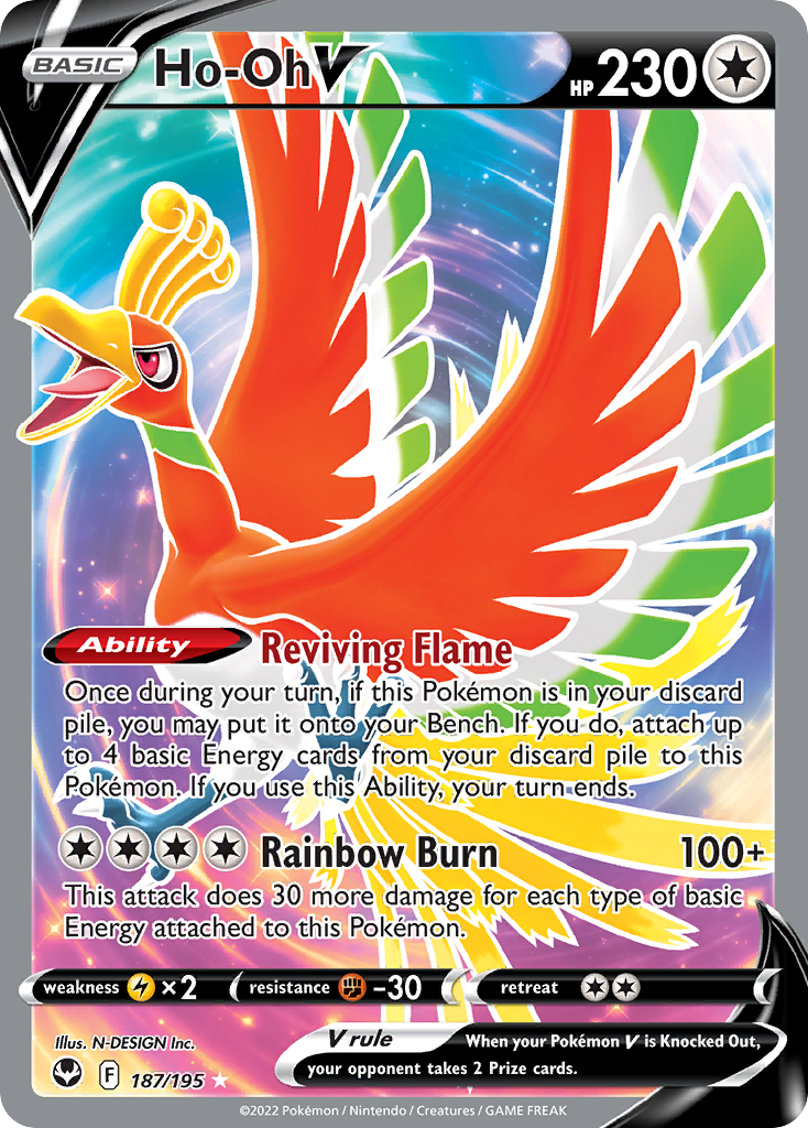 Ho-Oh V 187/195 Silver Tempest English card