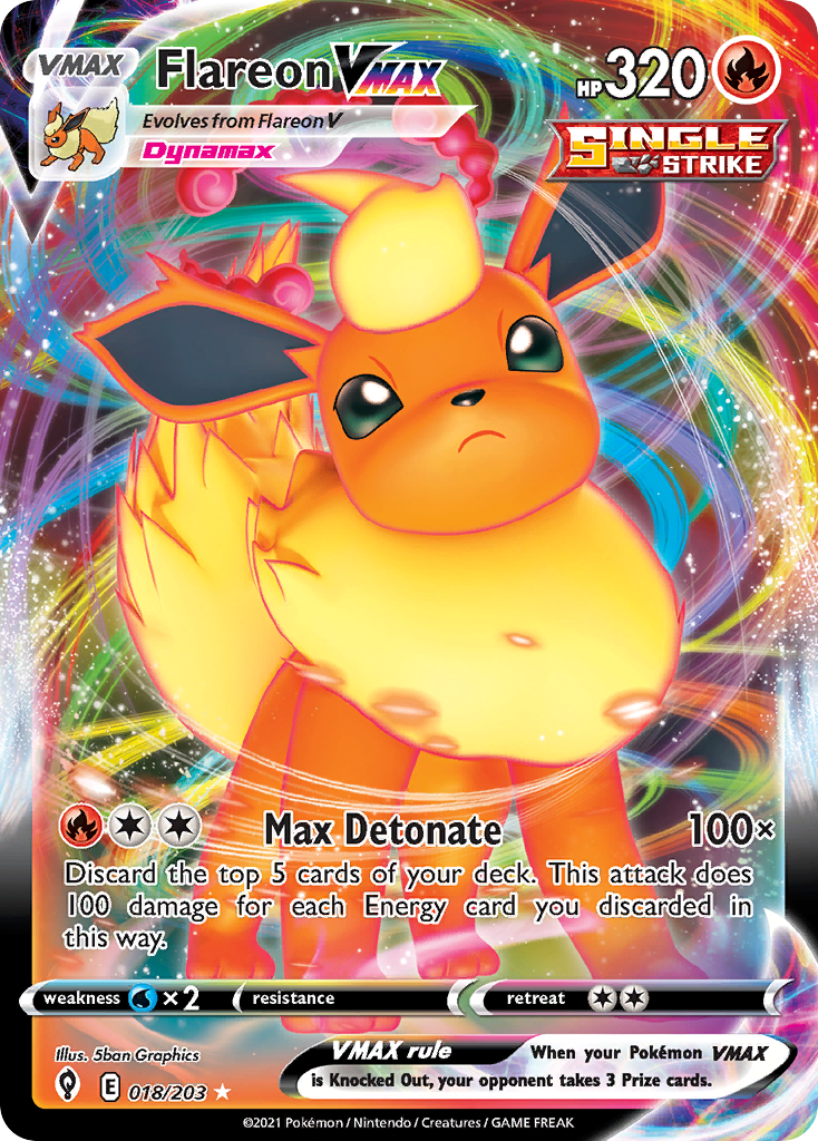 Flareon VMAX 18/203 Evolving Skies English Pokemon card
