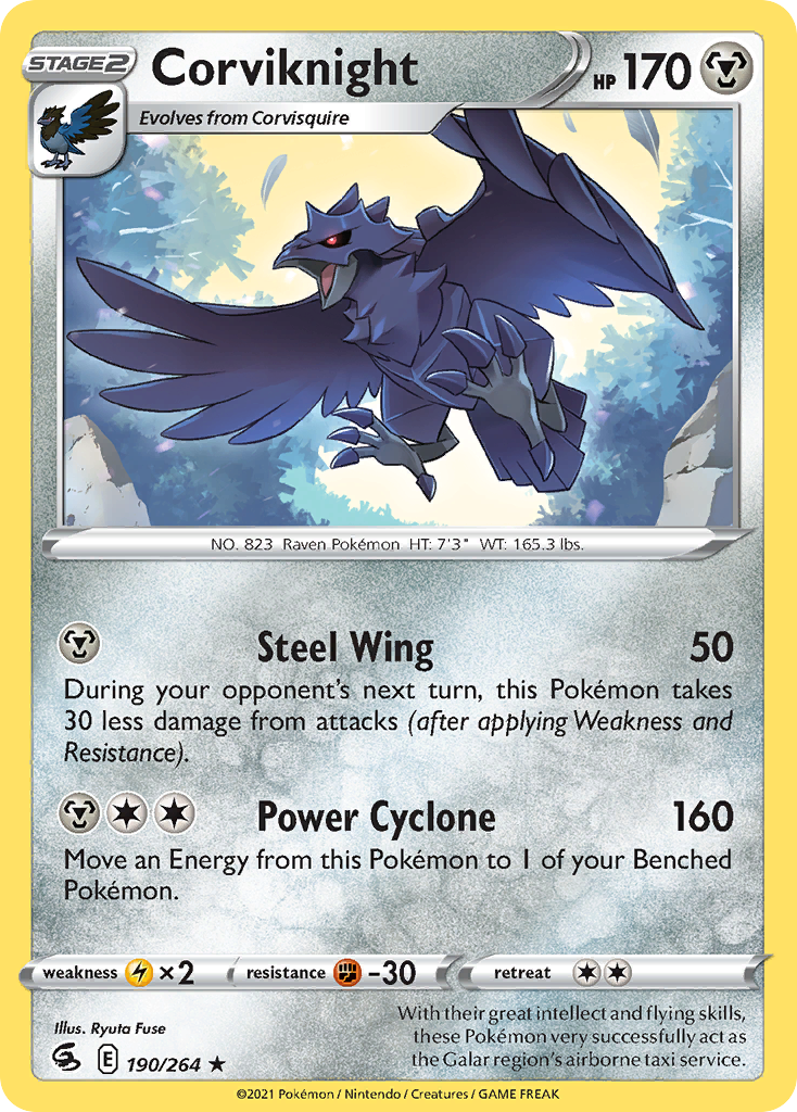 Corviknight 190/264 Fusion Strike English Pokémon card