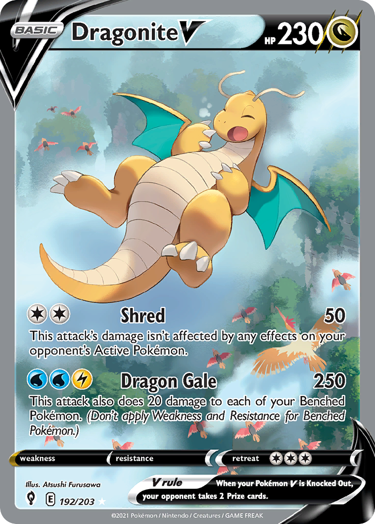 Dragonite V 192/203 Evolving Skies English Pokemon card