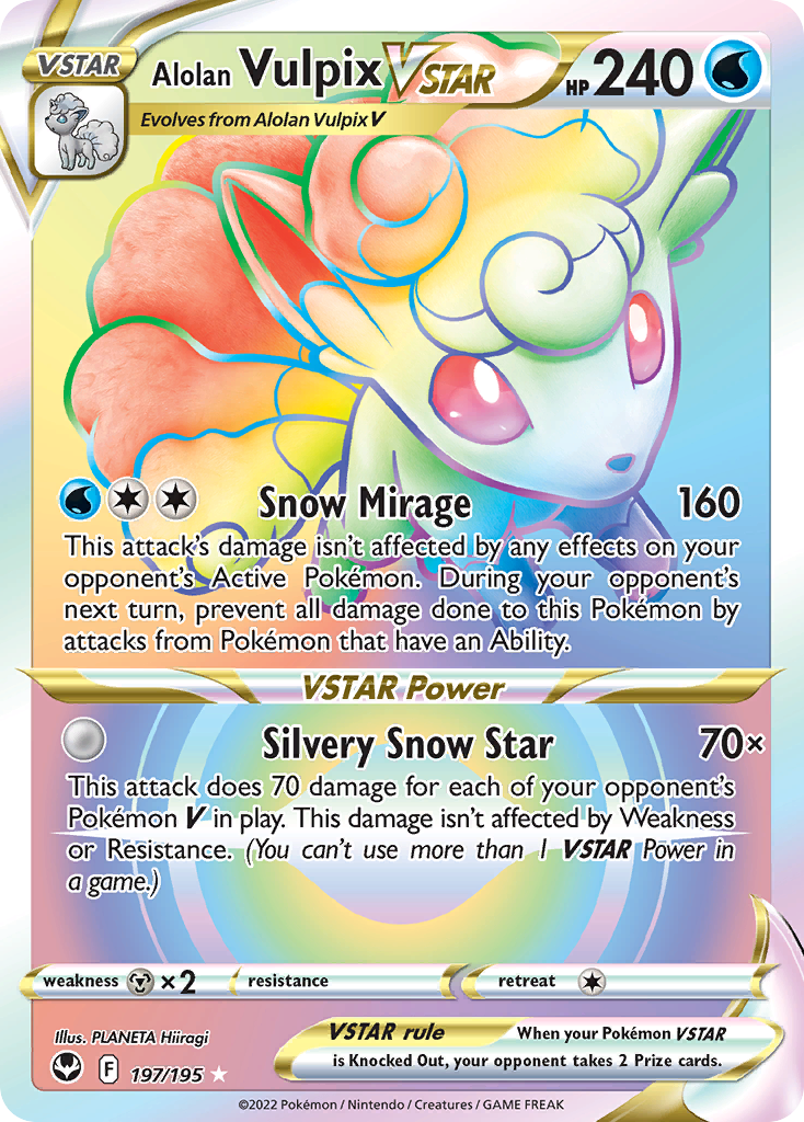 Alolan Vulpix VSTAR 197/195 Silver Tempest English Pokémon card