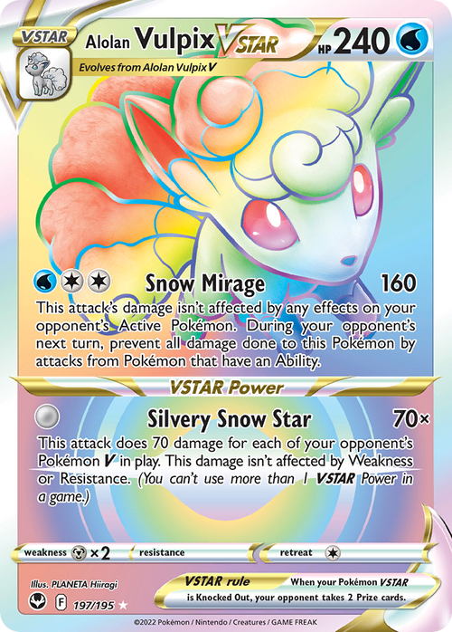Alolan Vulpix VSTAR 197/195 Silver Tempest English Pokémon card