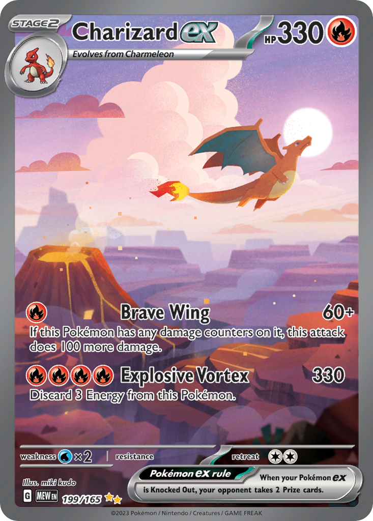 Charizard ex 199/165 151 English Pokémon card artwork