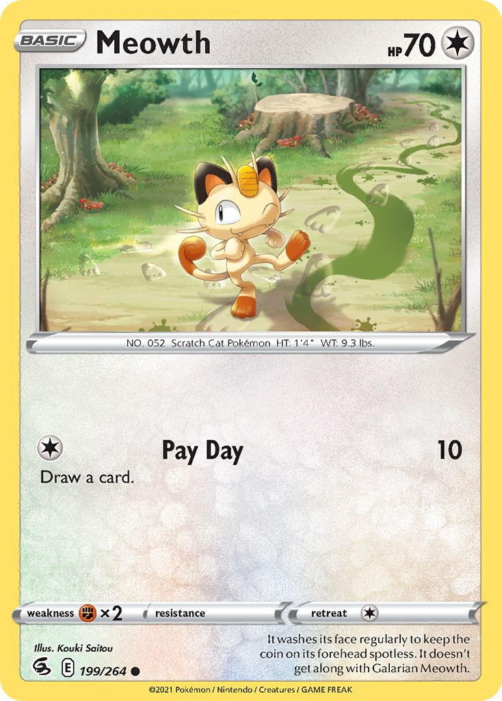 Meowth 199/264 Fusion Strike English Pokémon card