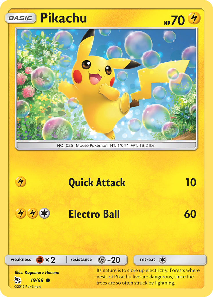 Pikachu 19/68 Hidden Fates English Pokémon card