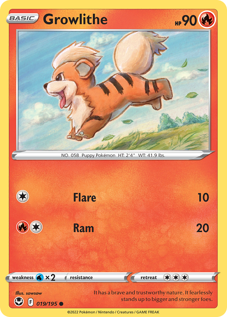 Growlithe 19/195 Silver Tempest English card