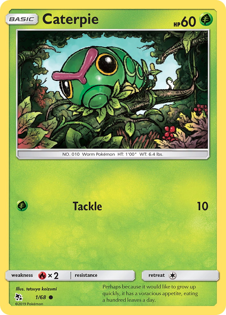 Caterpie 1/68 Hidden Fates English Pokémon card