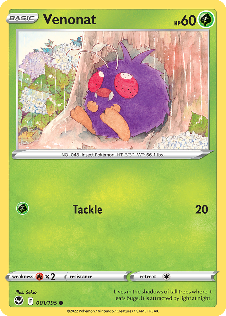 Venonat 1/195 Silver Tempest English card