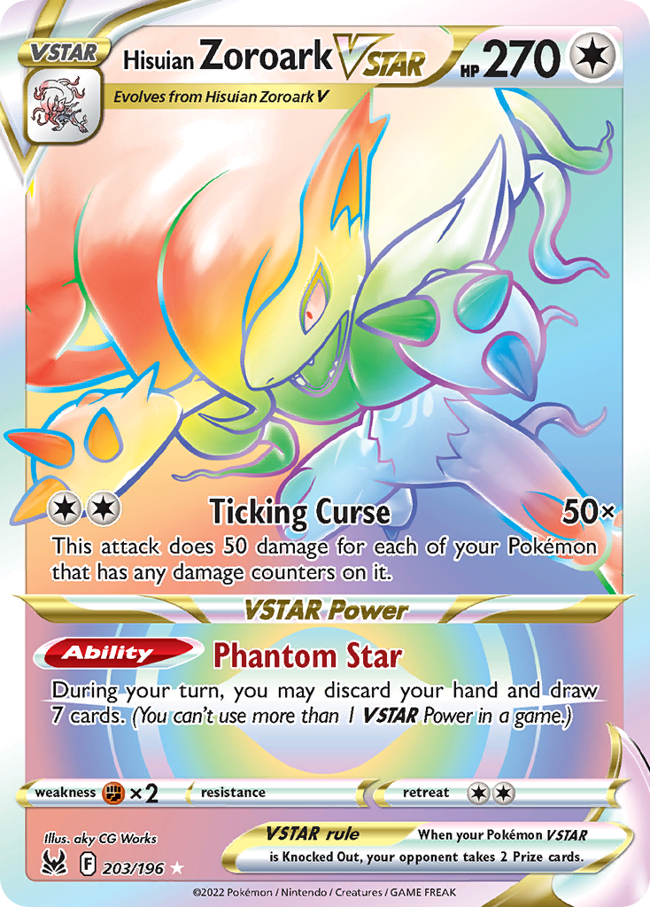 Hisuian Zoroark VSTAR 203/196 Lost Origin English card