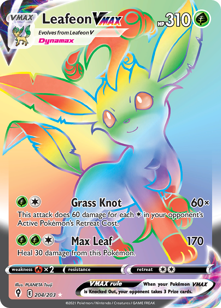 Leafeon VMAX 204/203 Evolving Skies English Pokemon card