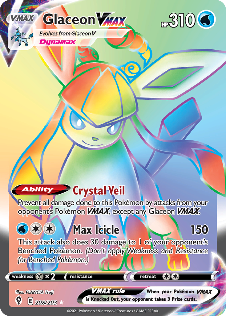 Glaceon VMAX 208/203 Evolving Skies English Pokemon card