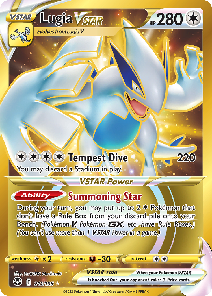 Lugia VSTAR 211/195 Silver Tempest English Pokémon card artwork