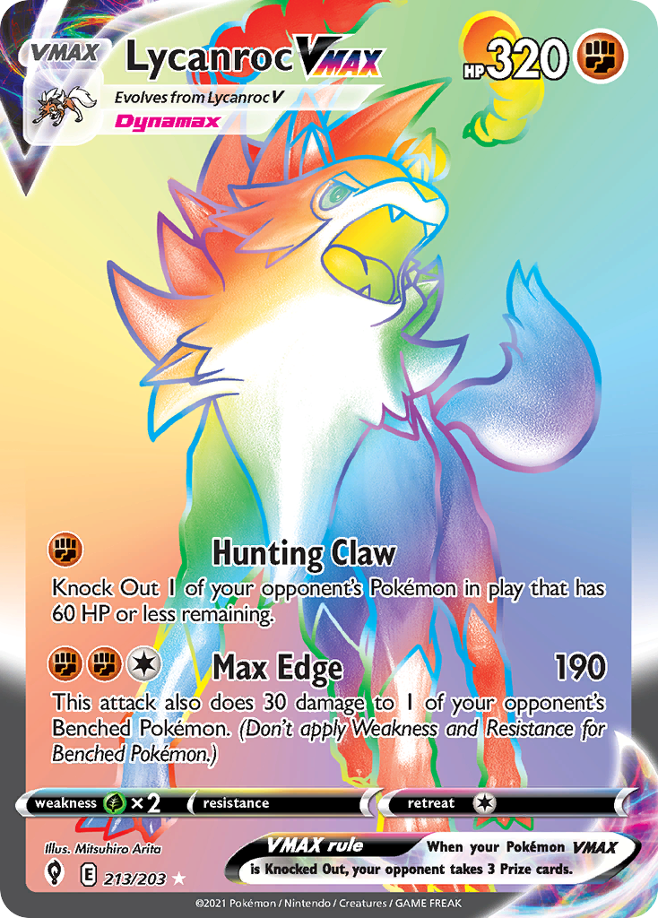 Lycanroc VMAX 213/203 Evolving Skies English Pokemon card