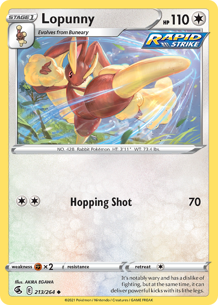 Lopunny 213/264 Fusion Strike English Pokémon card