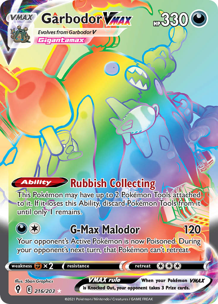 Garbodor VMAX 216/203 Evolving Skies English Pokemon card