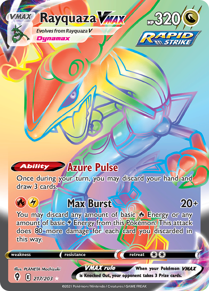 Rayquaza VMAX 217/203 Evolving Skies English Pokemon card