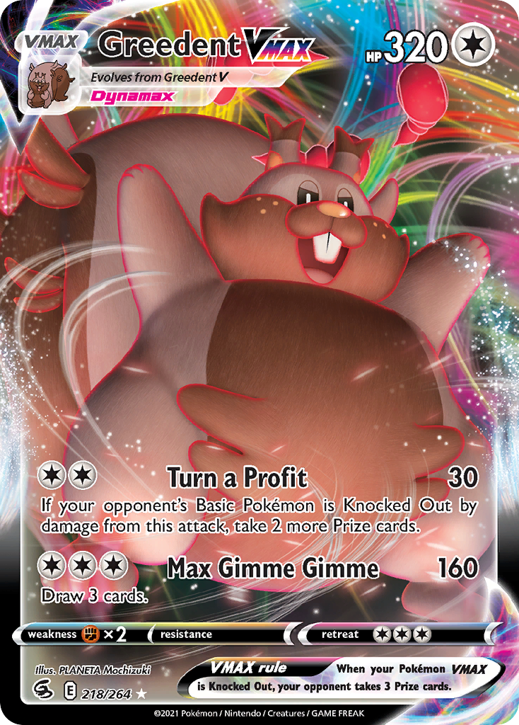 Greedent VMAX 218/264 Fusion Strike English Pokémon card
