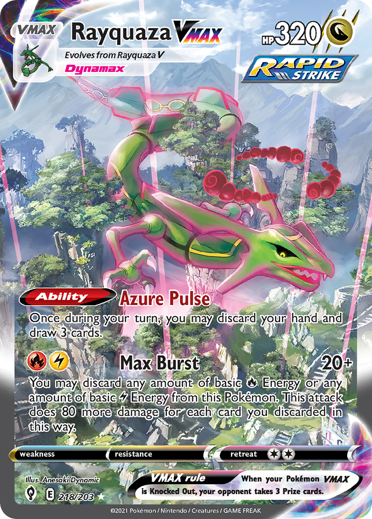 Rayquaza VMAX 218/203 Evolving Skies English Pokemon card