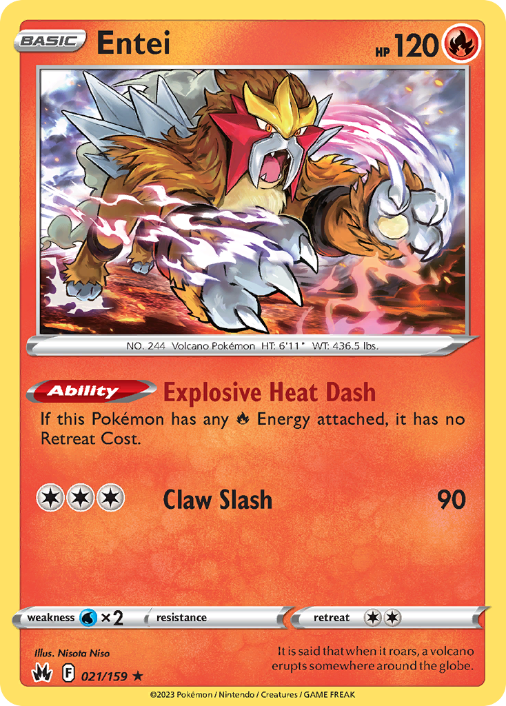 Entei 21/159 Crown Zenith English Pokémon card