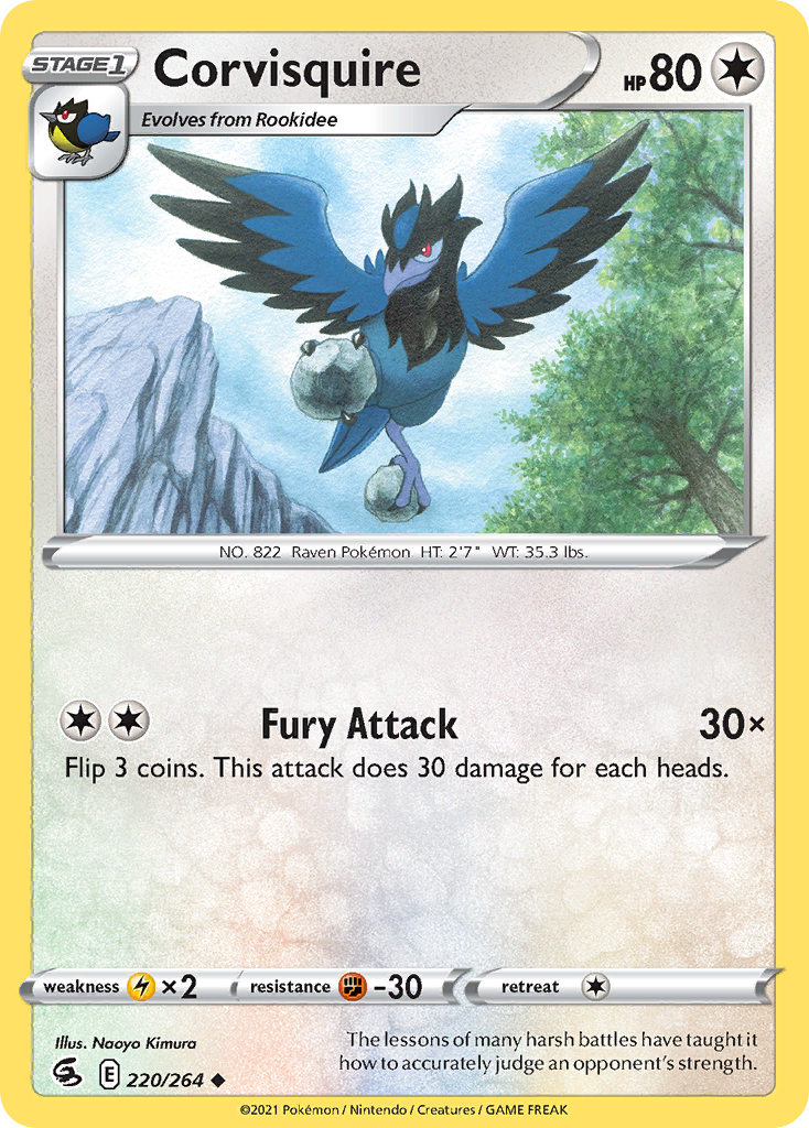 Corvisquire 220/264 Fusion Strike English Pokémon card