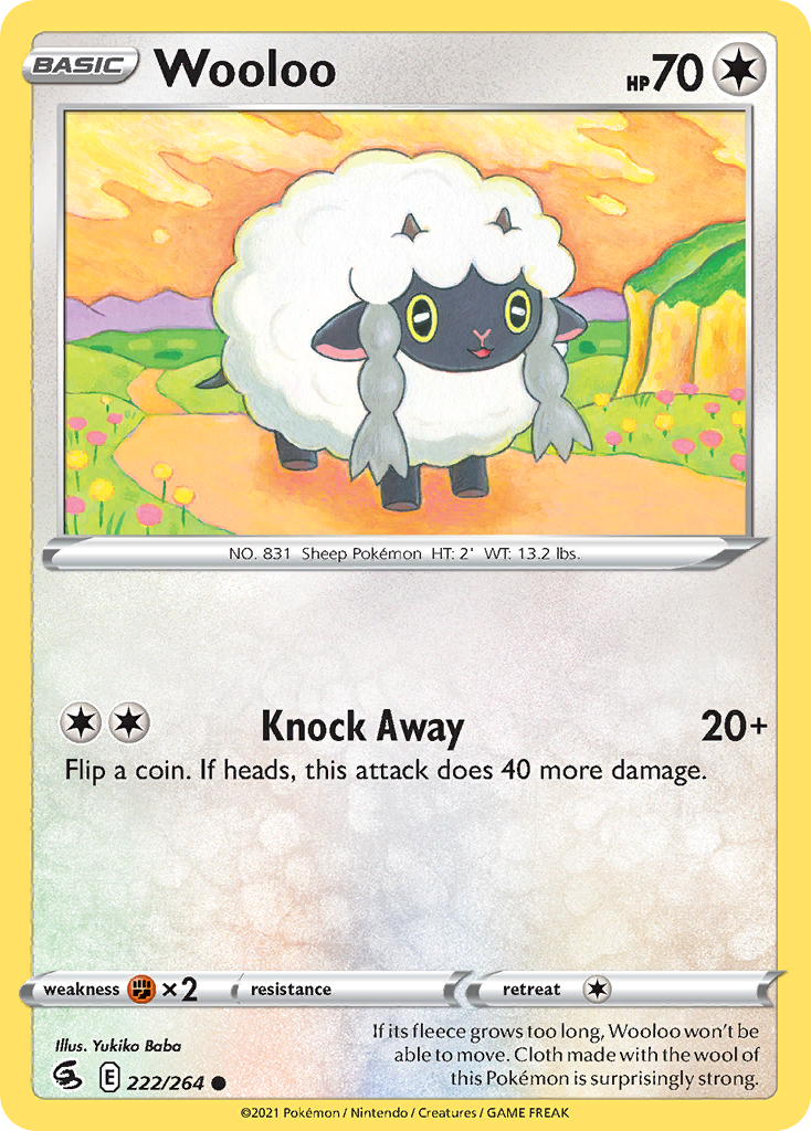 Wooloo 222/264 Fusion Strike English Pokémon card