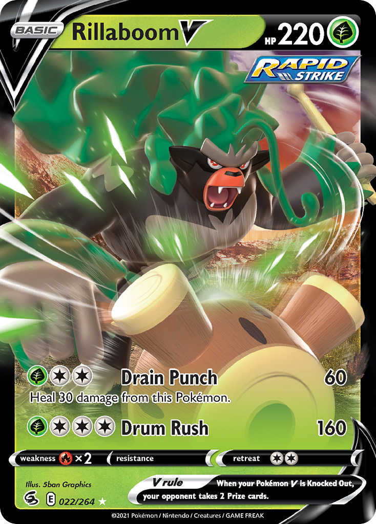Rillaboom V 22/264 Fusion Strike English Pokémon card