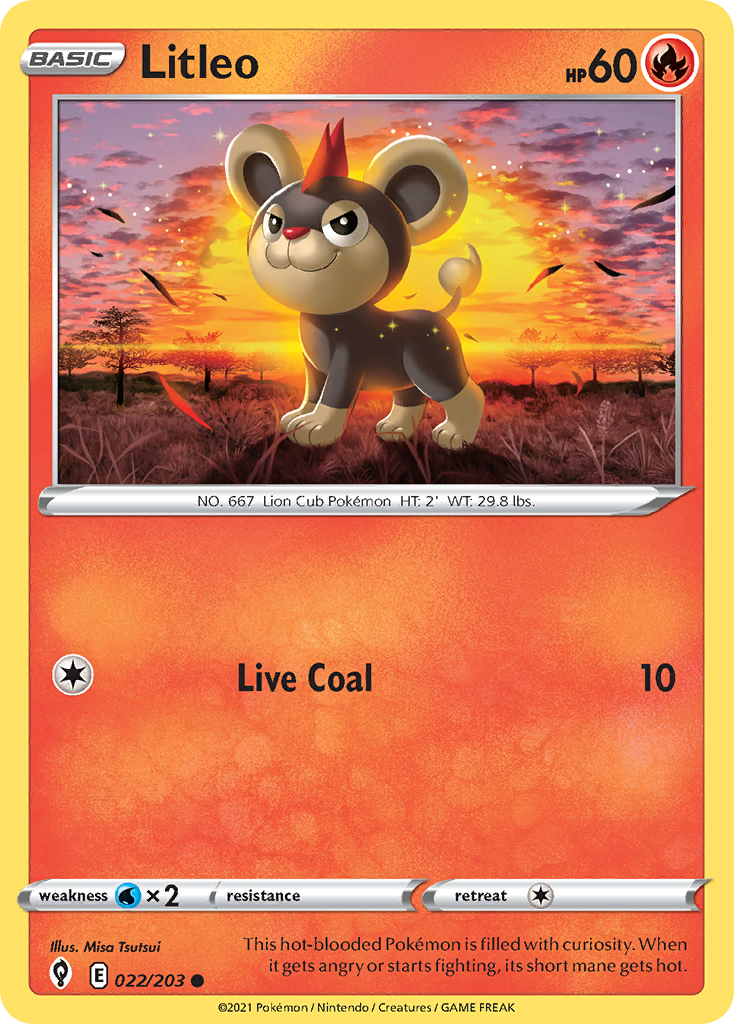 Litleo 22/203 Evolving Skies English Pokemon card