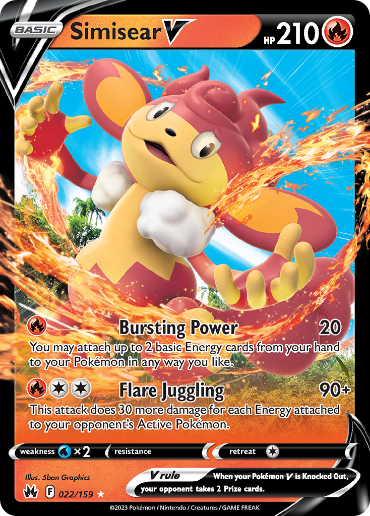 Simisear V 22/159 Crown Zenith English Pokémon card