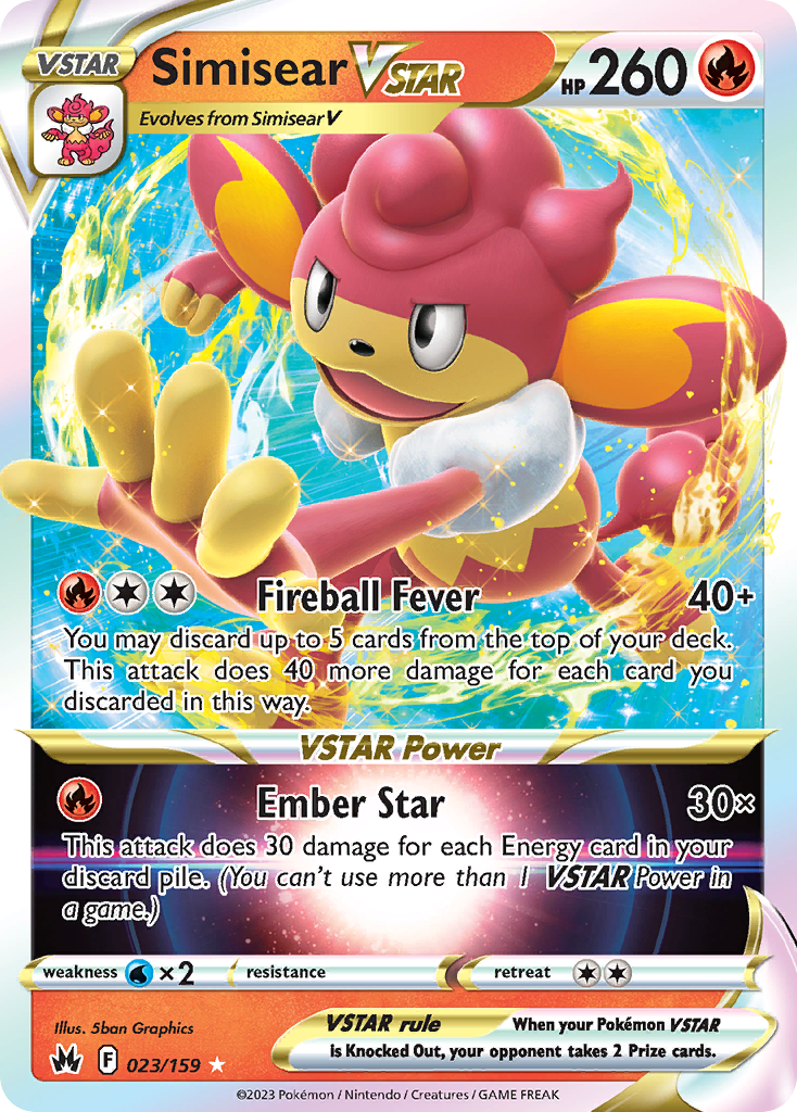 Simisear VSTAR 23/159 Crown Zenith English Pokémon card