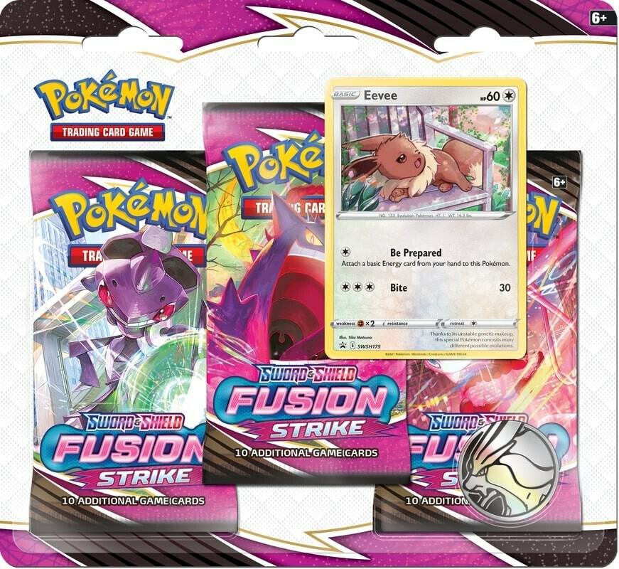 Pokémon TCG: Fusion Strike — 3-Pack Blister — Eevee Promo factory sealed