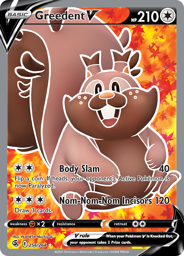Greedent V 256/264 Fusion Strike English Pokémon card