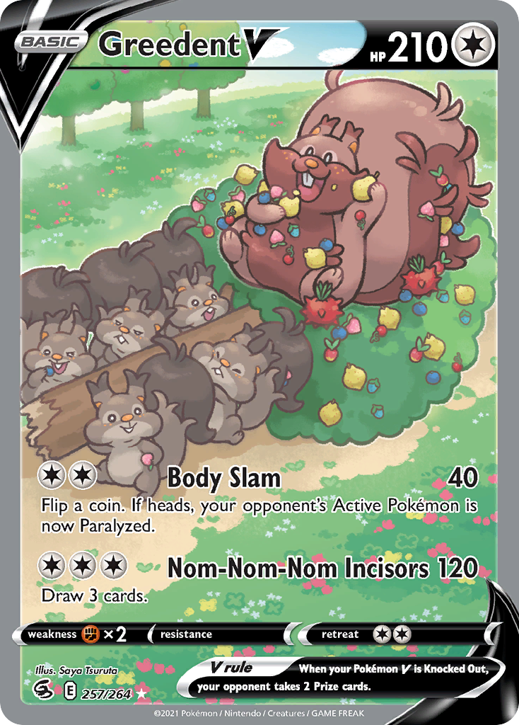 Greedent V 257/264 Fusion Strike English Pokémon card