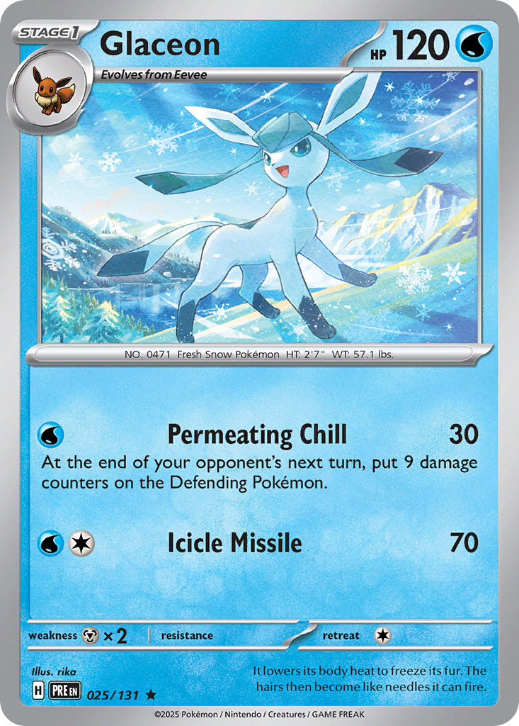 Glaceon 25/131 Prismatic Evolutions English Pokémon card artwork