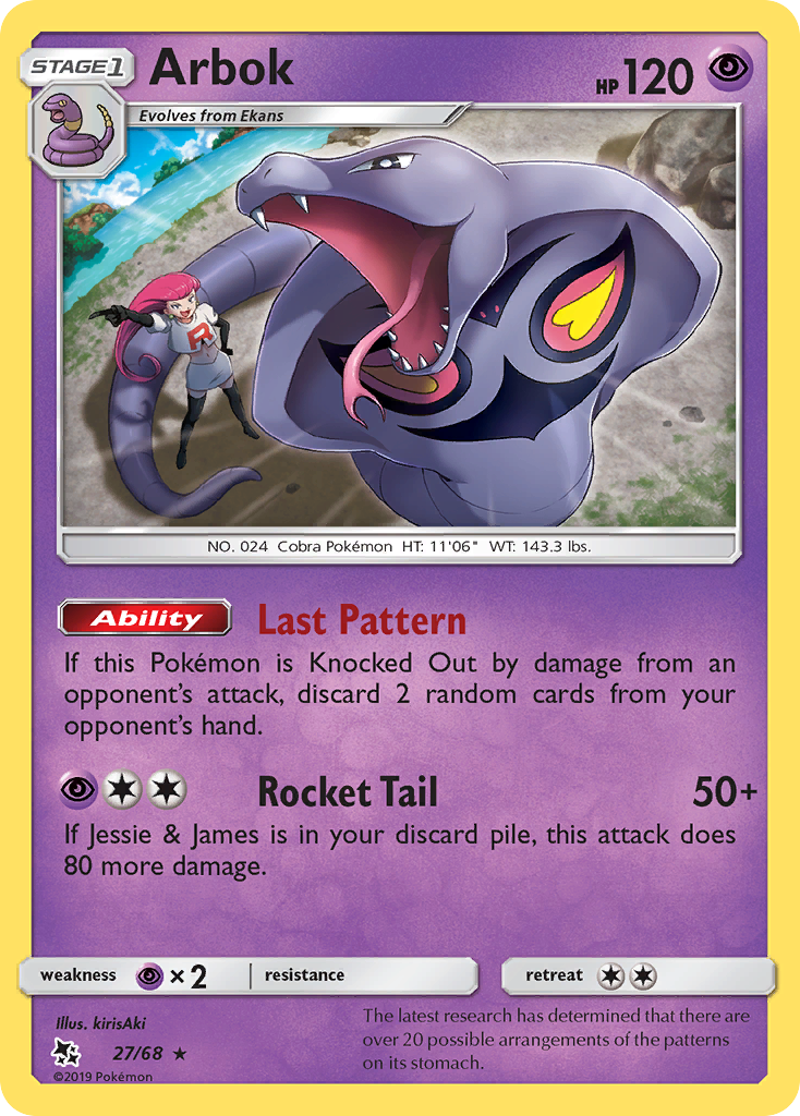 Arbok 27/68 Hidden Fates English Pokémon card