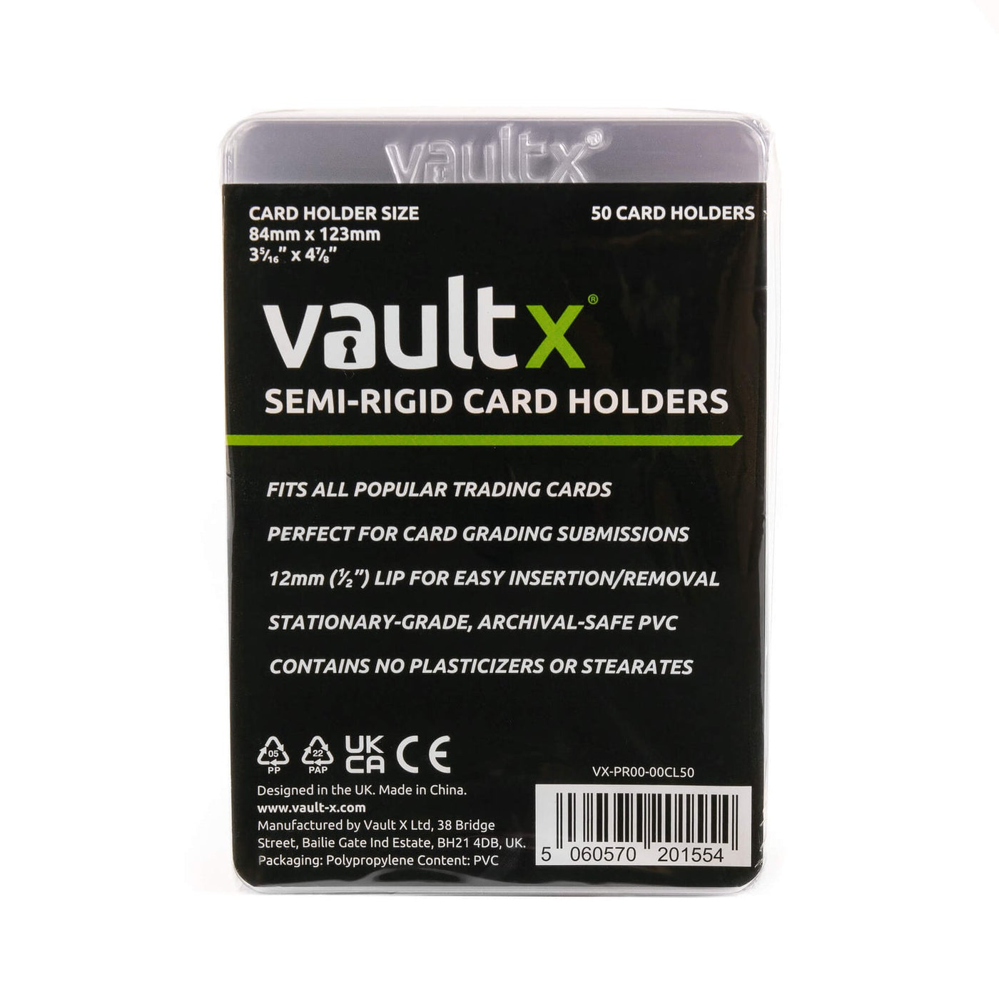 Vault X Semi-Rigid Card Holders – 50 Count – exact product image
