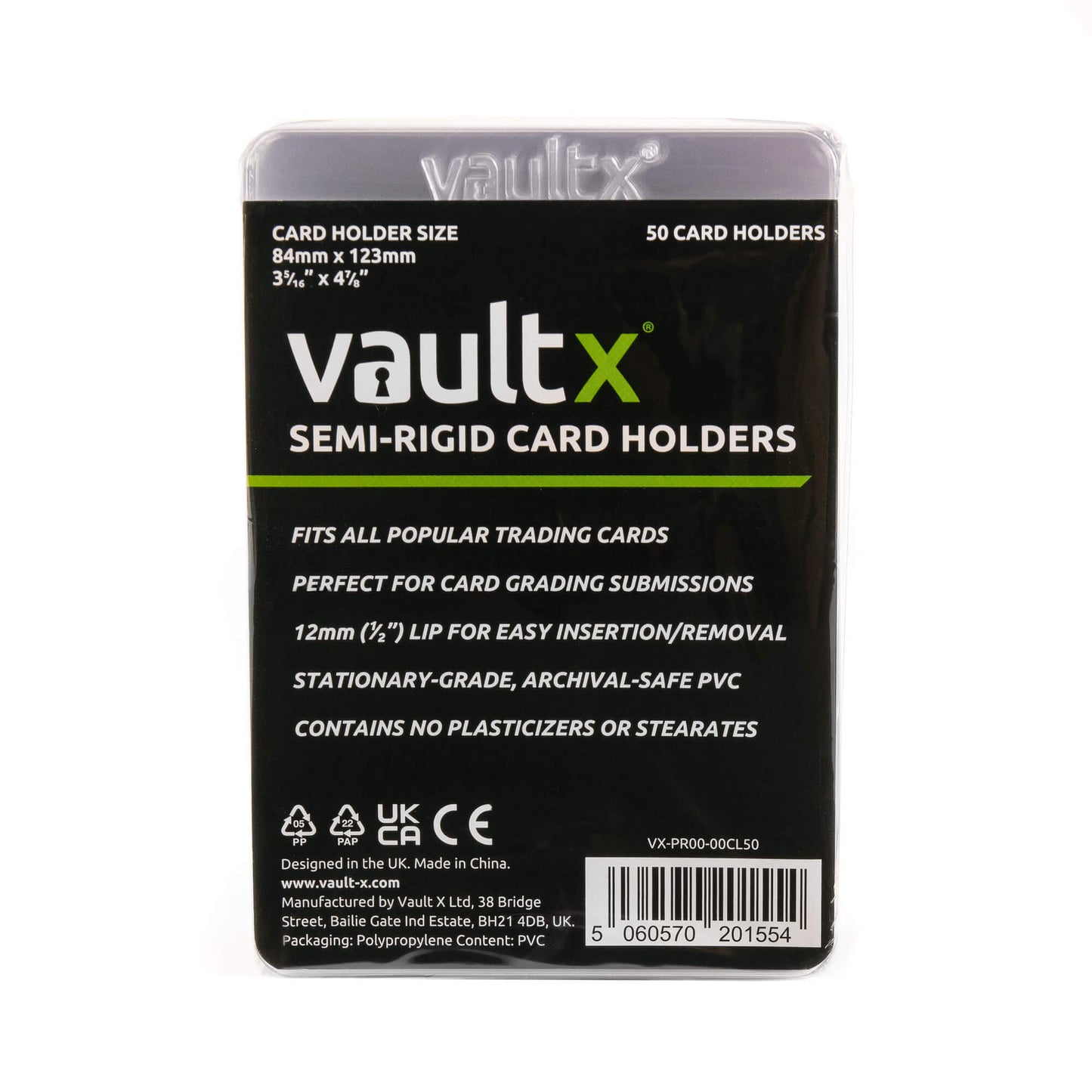 Vault X Semi-Rigid Card Holders – 50 Count – exact product image