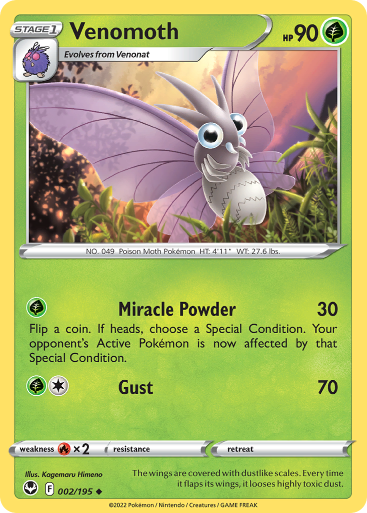 Venomoth 2/195 Silver Tempest English Pokémon card