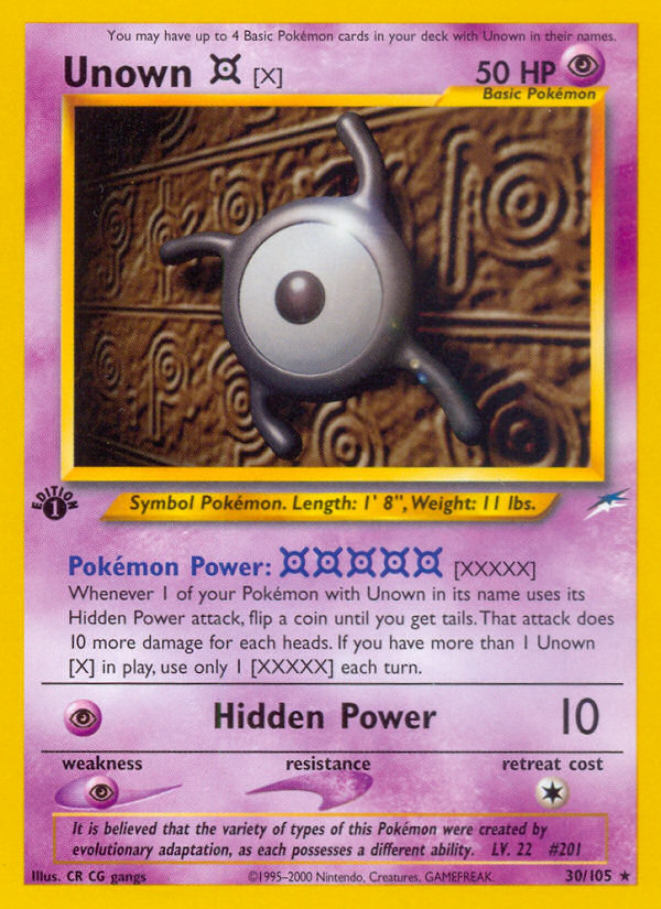 Unown [X] 30/105 Neo Destiny English Pokemon card