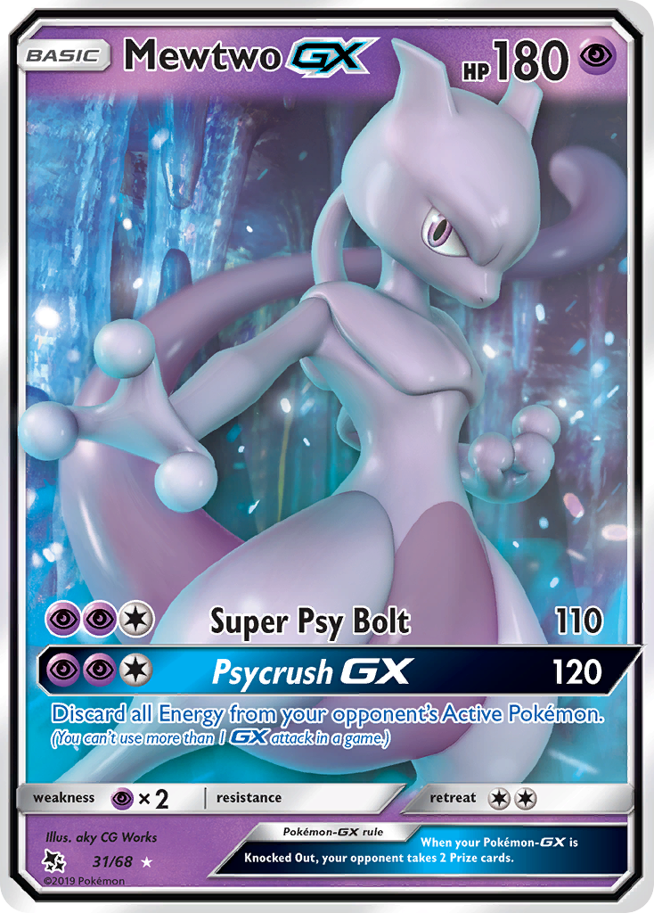 Mewtwo GX 31/68 Hidden Fates English Pokémon card