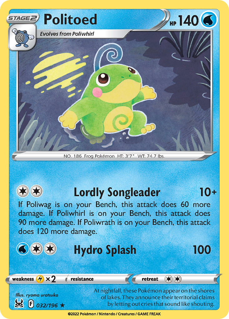 Politoed 32/196 Lost Origin English Pokémon card