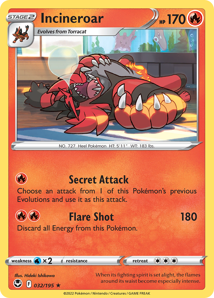 Incineroar 32/195 Silver Tempest English card