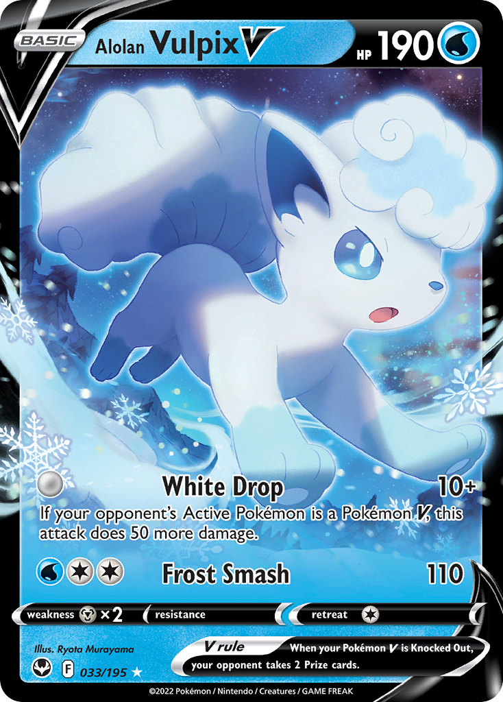 Alolan Vulpix V 33/195 Silver Tempest English Pokémon card