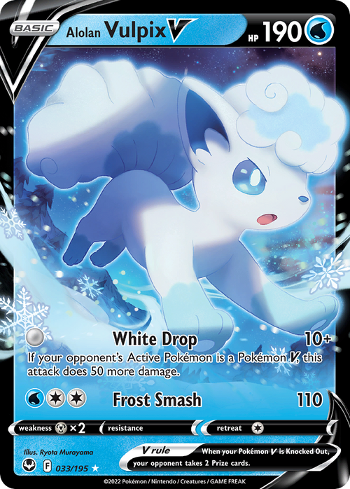 Alolan Vulpix V 33/195 Silver Tempest English Pokémon card