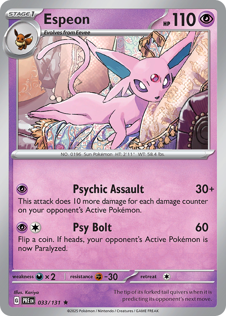 Espeon 33/131 Prismatic Evolutions English Pokémon card artwork