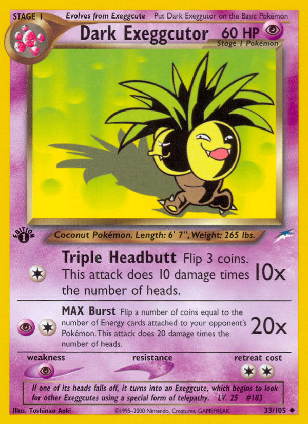 Dark Exeggutor 33/105 Neo Destiny English Pokemon card