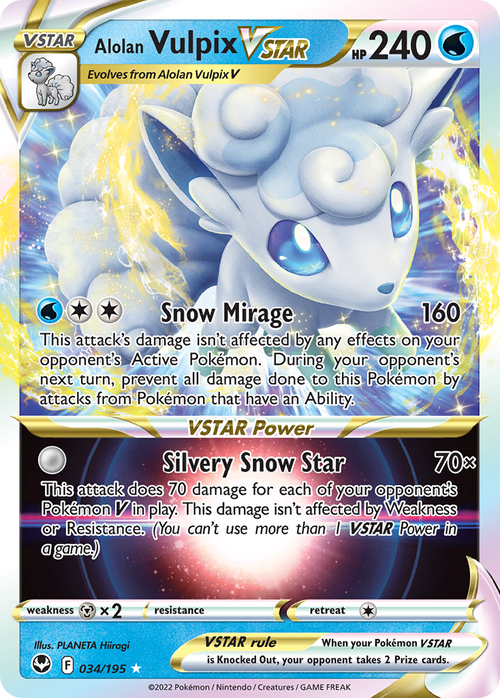 Alolan Vulpix VSTAR 34/195 Silver Tempest English card