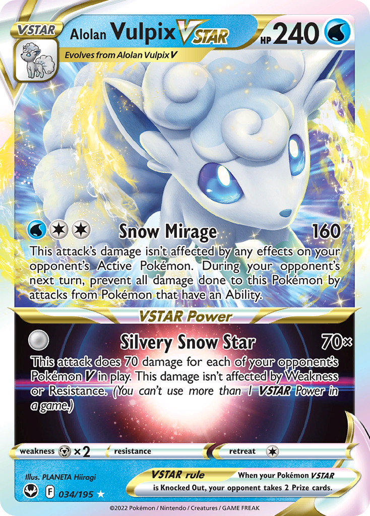 Alolan Vulpix VSTAR 34/195 Silver Tempest English Pokémon card