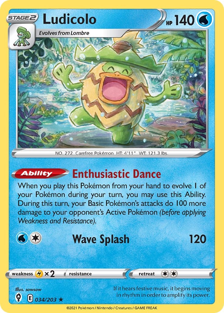 Ludicolo 34/203 Evolving Skies English Pokemon card