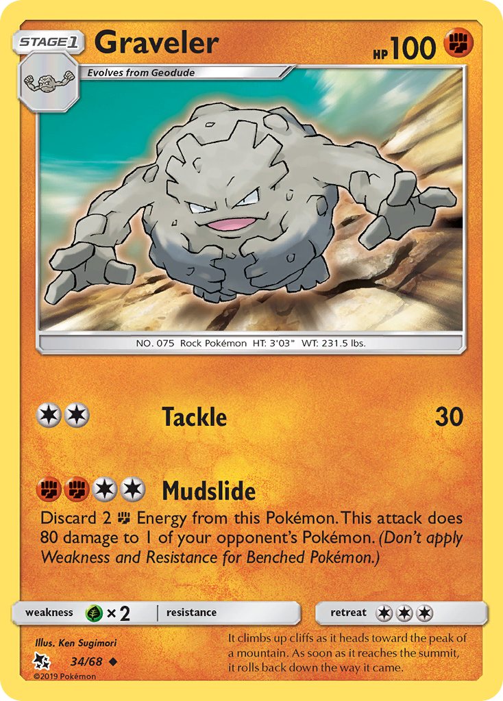 Graveler 34/68 Hidden Fates English Pokémon card